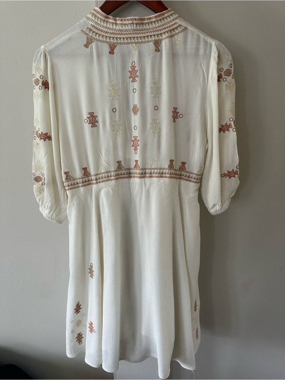 FREE PEOPLE INTIMATELY GAUZE EMROIDERD POPOVER DRESS BOHO, BEACHY SZ SMALL - Picture 7 of 8